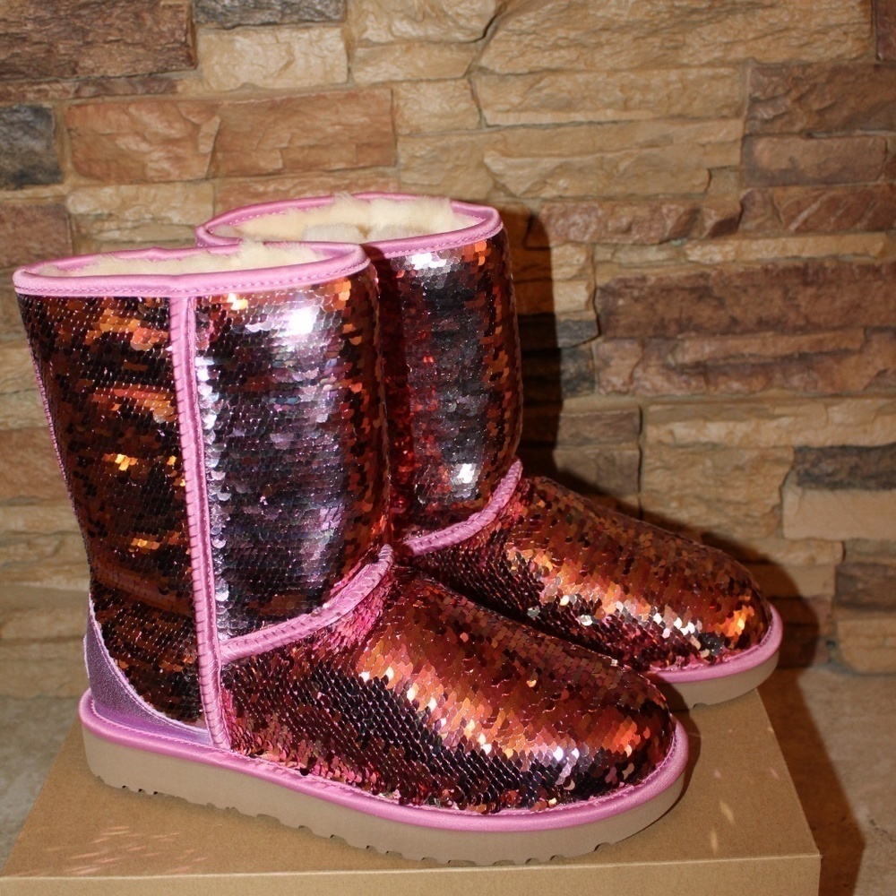 UGG SEQUIN SPARKLE Classic‎ Boots NEW! PINK